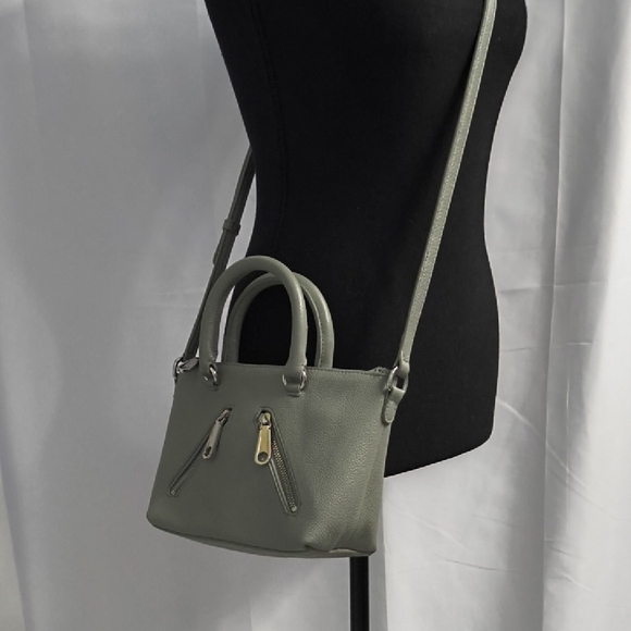 Like New Rebecca Minkoff Gray Leather Moto Crossbody Satchel - Picture 3 of 9